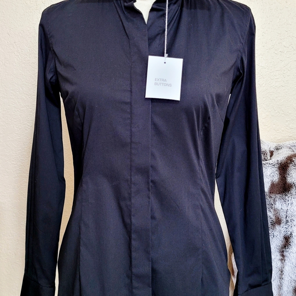 Moda International Black Button-Up Shirt Size Small NWT